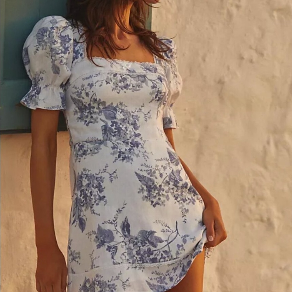 Reformation linen floral a-line dress size 6